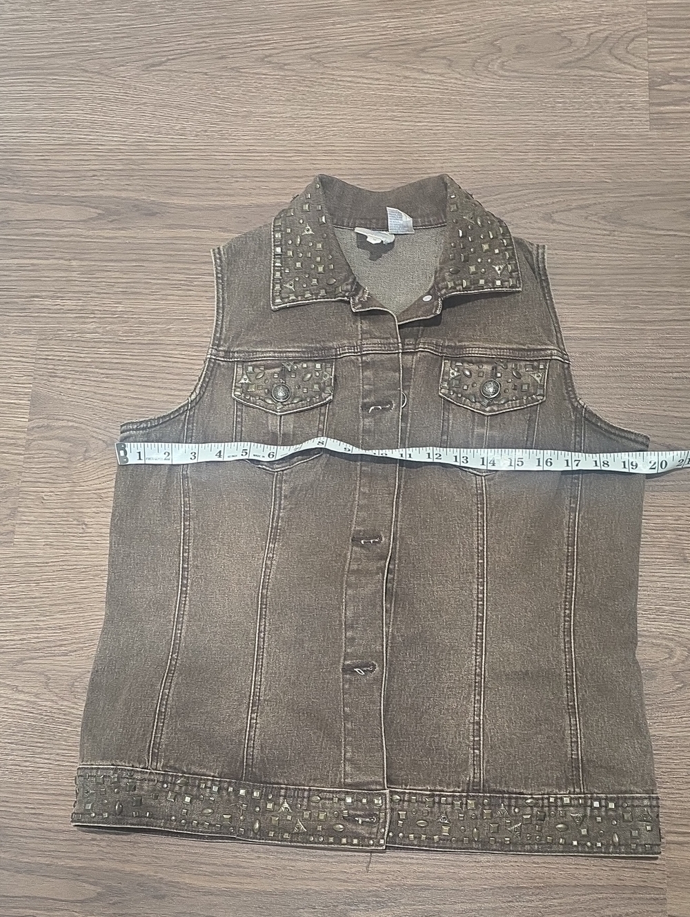 DG2 by Diane Gilman Brown Denim Vest Sleeveless Casual M - Picture 7 of 10